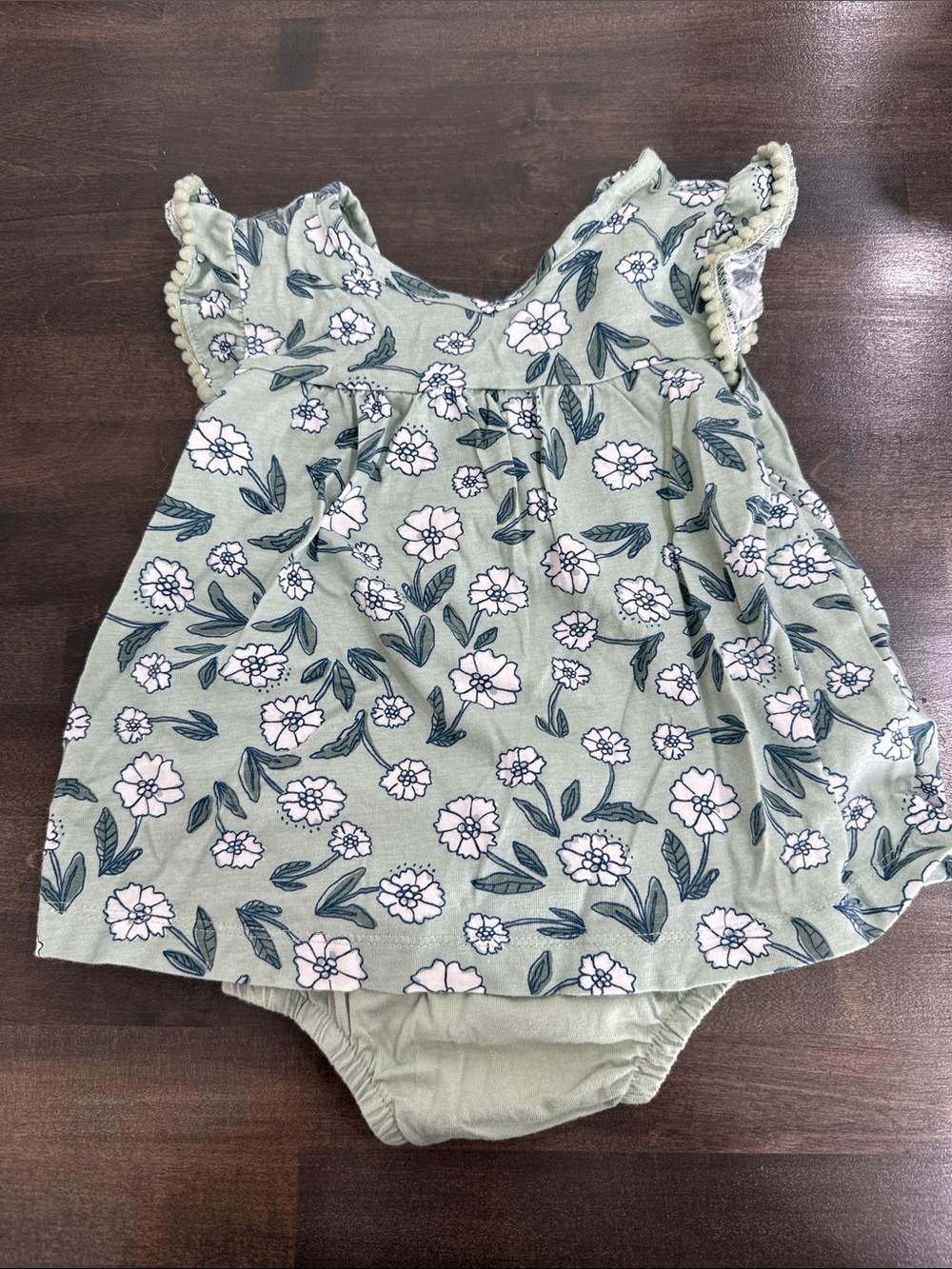 Carter's Sage Green Floral Ruffle Sleeve One-Piece Bodysuit